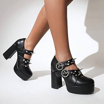 専用GRAPE Black Mary Jane Platform shoes Amazon.com: AOVIN Mary Jane Shoes Women Metal Rivet Punk